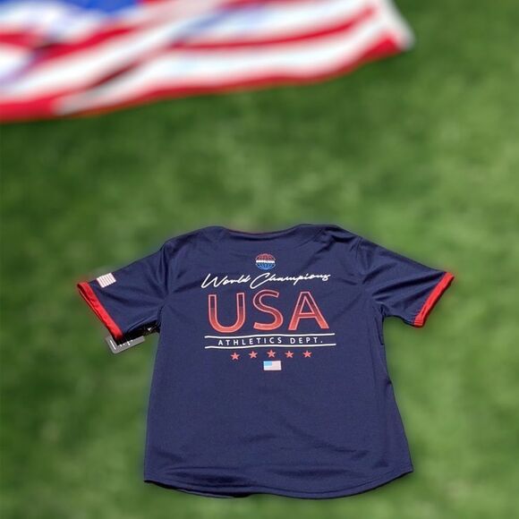 BROOKLYN CLOTH MFG.CO. NWT MENS WORLD CHAMPS USA ATHLETICS DEPT.#76 JERSEY SHIRT - Picture 3 of 10